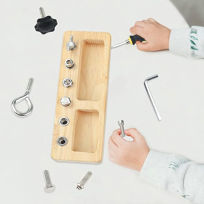 14 Pcs Kids Montessori Screwdriver Board Set, Wooden Screw Driver Activities Tools Montessori Toys for 3 4 5 Year Old, Basic Skills Educational Sensory Learning Toy for Kids Toddlers Preschool - Image 7