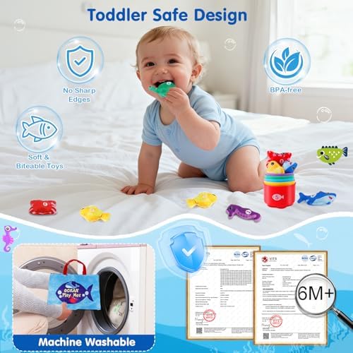 Baby Fishing Toy with Stacking Cups Montessori Toys for 1 Year Old Boy Girl - Image 2