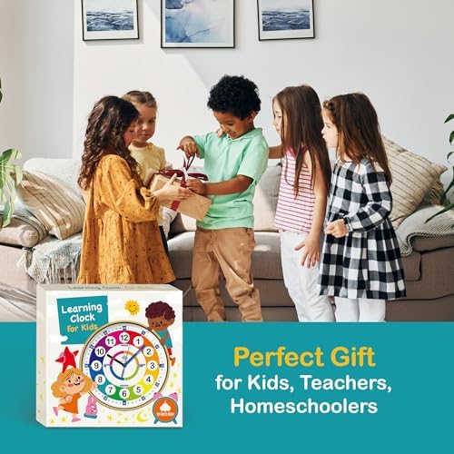 da Vinci's Room 12 Inch Silent Analog Telling Time Teaching Clock for Kids - Image 7