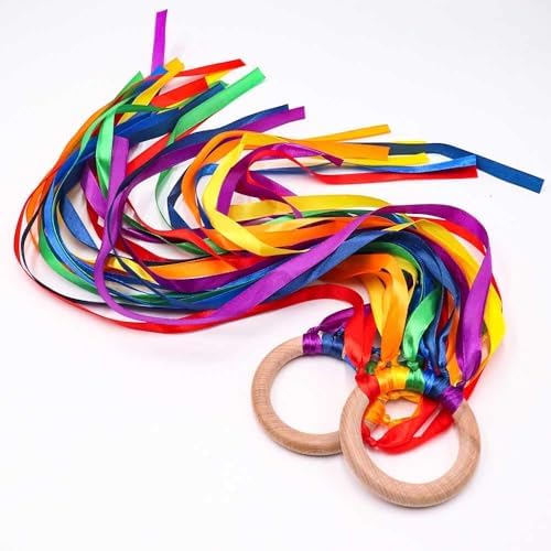 TANOFAR Montessori Toy | Hand Kite | Sensory Ribbon Toy | Waldorf Toy | Wooden Toys | Rainbow Hand Kite - Image 4