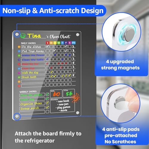PigPotParty Acrylic Magnetic Chore Chart for Kids, Large 12x16 Inch, 2 Pack - Image 6