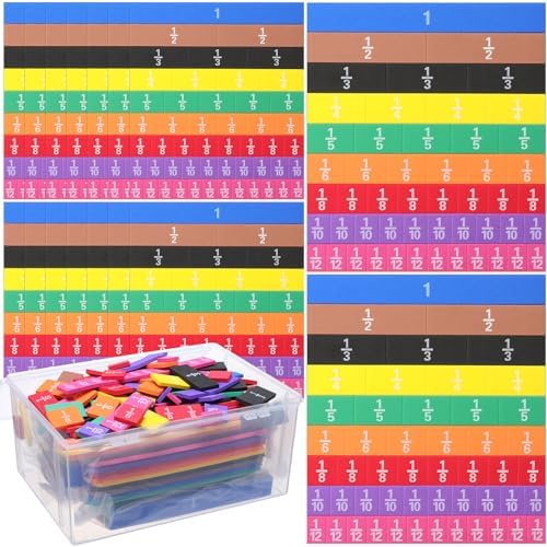 Sayglossy 15 Sets Fraction Tiles Fraction Manipulatives for Preschool Elementary School Educational Math Learning Manipulatives for Teacher Bulk with Storage Box by Sayglossy
