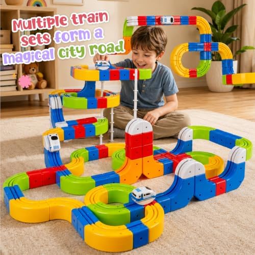 Electric Train Set for Kids, 147PCS (90 Cube Tracks) STEM Building Toy - Image 7