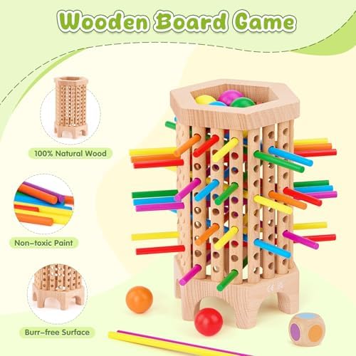 Montessori Game Wooden Board Game, 36 Colorful Wooden Sticks Dice Game - Image 5