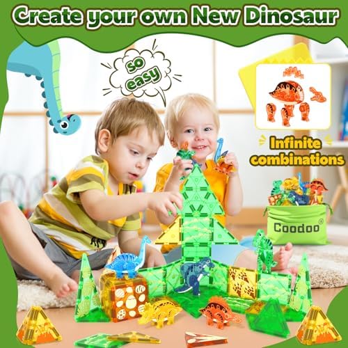 Dinosaur Toys Magnetic Tiles 3D Movable Dinos for Kids 3-5 5-7 Toddler Toy - Image 5