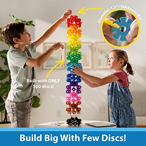Brain Flakes 500 Piece Set, Ages 3+, Interlocking Plastic Disc Toy for Creative Building, Educational STEM Learning, Construction Block Play for Kids, Teens, Adults, Boys, and Girls - Image 5