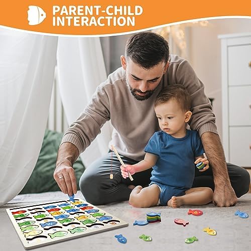 Diaodey Wooden Magnetic Fishing Game for Toddlers with Letters and Numbers - Image 5