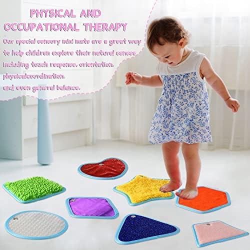 Boao 8 Set Mini Sensory Mats for Autism Kids Sensory Floor Tiles, Irregular - Image 4