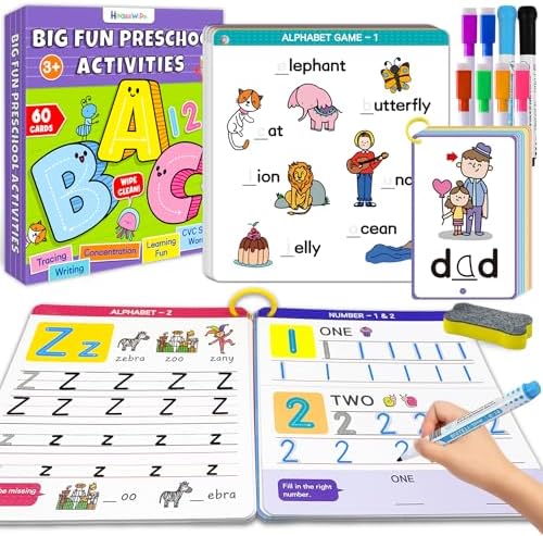 Reusable Handwriting Tracing Books, Preschool Learning Toys for Kids 3-6 by HOQEEWIPE