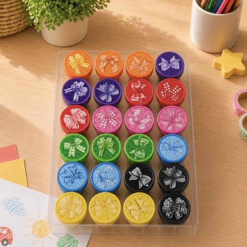 Cinrobiye 24 Pcs Bow Stampers Party Favors for Kids, Cute Pre-Inked Bow Stamps for Birthday Party, Goodie Bag Stuffers, Classroom Rewards, Carnival Prizes, Pinata Fillers, Kids Toys, Party Gifts - Image 3