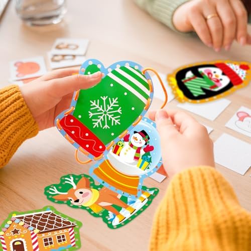 Winter Animal Lacing Cards For Kids 12 Packs Double Sided Sewing Kits Christmas Sewing Cards Educational & Learning Activities Fine Motor Skill for Boys Girls School Winter Holiday Party Supplies - Image 6