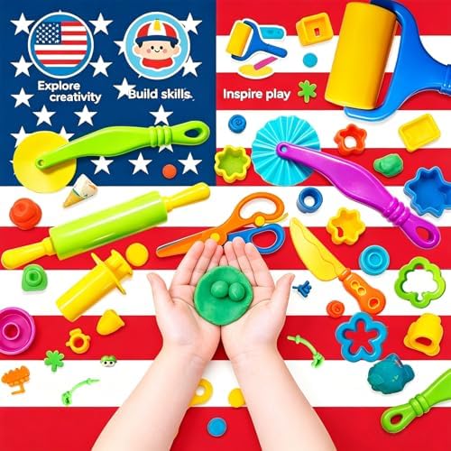 Dough Tools Set for Kids – 17 Pieces Modeling Clay Tools with Rollers & Cutters – Toddler Craft Playdough Accessories for Preschool Learning Activities - Image 5