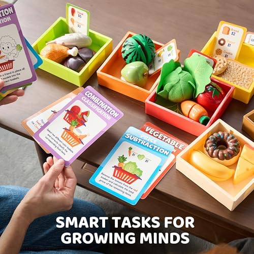 JOVA lalalark Play Food for Kids, Grocery Store Playset, Pretend Kitchen Food Toy with Storage Shelves & 6 Boxes, Sorting Sensory Toy for Boys Girls Birthday Gifts for Christmas - Image 6