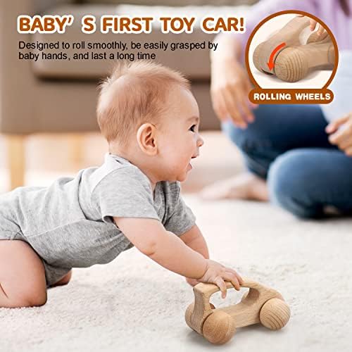 TOY Life Wooden Toys Cars, Montessori Toys for Babies 0-6-12 Months, Rattle Toy Cars for Toddlers 1-3, Christmas Wooden Baby Toys Gift 1 Year Old, Baby Boy Nursery Decor, 1 Year Old Boy Birthday Gift - Image 4