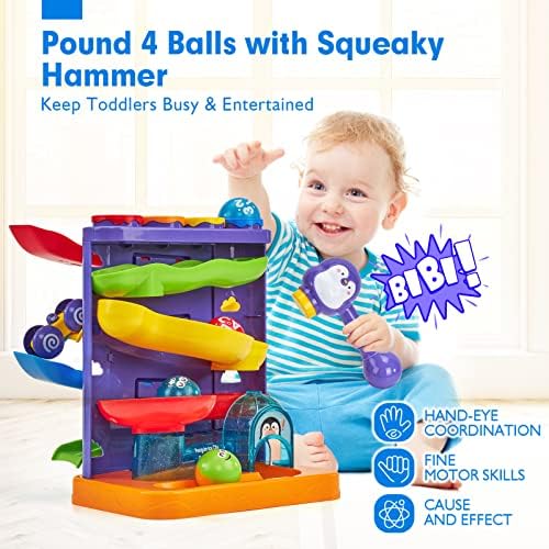 hahaland Ball Drop Toys for 1 Year Old, 2 in 1 Pound a Ball & Car Ramp - Image 3