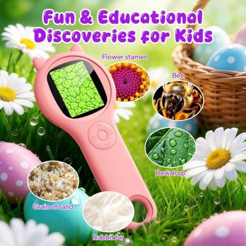 Kids Microscope for Girls, 500X Portable Digital Microscope with 2" IPS Screen, Cute STEM Learning Toy, Birthday Gift for Girls Age 5-12 (Pink) - Image 6