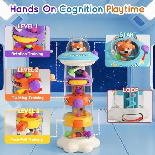 Montessori Ball Drop Toy for Space Activity Tower Kids Ages 3-6 - Image 3