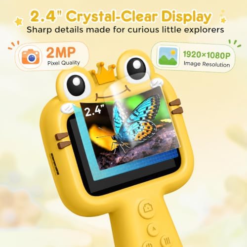 Toy Borescope Camera for Kids - STEM Science Educational Outdoor Toy for 4 5 6 7 8 9 10 Years Old Kids Birthday Gift, 2.4‘’ Kid Camera for Outdoor Adventures & Nature Discovery (Yellow) - Image 2