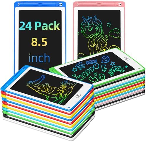 LCD Writing Tablet for Kids, 8.5 Inch Colorful Doodle Board Drawing Tablet, Educational Learning Toys Birthday Gifts for Boys Girls Age 3 4 5 6 7 8 (24 Pack) by TQU