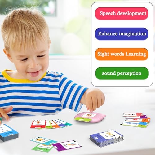 Startcan Spanish & English Talking Flash Cards for Girls 3-6, Audible Toys with Music to Learn Numbers 0-100, Letters, Phrases and More Spanish and English Vocabulary - 278 Cards and 556 Words(Pink) - Image 5