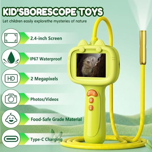 Kids Borescope Camera with Light-STEM Science Educational Toy for 3 4 5 6 7 8 Years Old Boys & Girls Birthday Gift-Discovery & Exploration Flexible Snake Scope Battery - Image 2