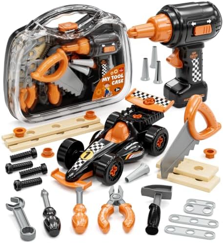 Lehoo Castle Toddler Tool Set with Toy Drill & Take Apart Car for Kids 3+ by LehooCastle