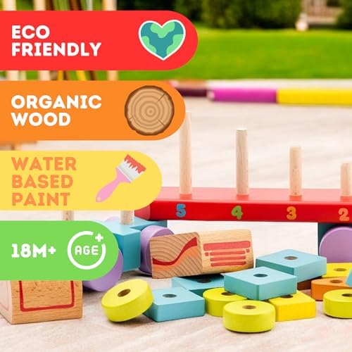 CUBIKA Wooden Geometric Shapes Truck– Montessori Toy for Toddlers Ages 3+– Shape Sorter and Stacking Truck Building Toy– FSC-Certified Wood, German Water-Based Paints, Travel-Friendly - Image 7