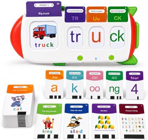 Talking Phonics Card Reader for Kids Ages 3-7, 5-Level Learn-to-Read System with Letter Sounds, Word Blending, Sight Words and Math Games, Preschool Kindergarten Homeschool Learning Toy by Unknown