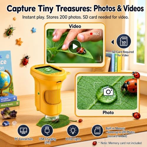 Kids Microscope, 4K 1000X Zoom, 2.4" Screen, STEM Toy for Ages 4-8 - Image 3