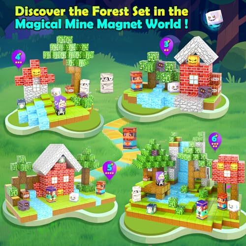 150PCS Large Magnetic Blocks - Build Mine Magnet World Forest Tiles, Magnet Kids Games Classroom Must Haves Toddlers Magnetic Toys for Boys & Girls 3-5 6-8, STEM Montessori Sensory Ourdoor Toys Gift - Image 4