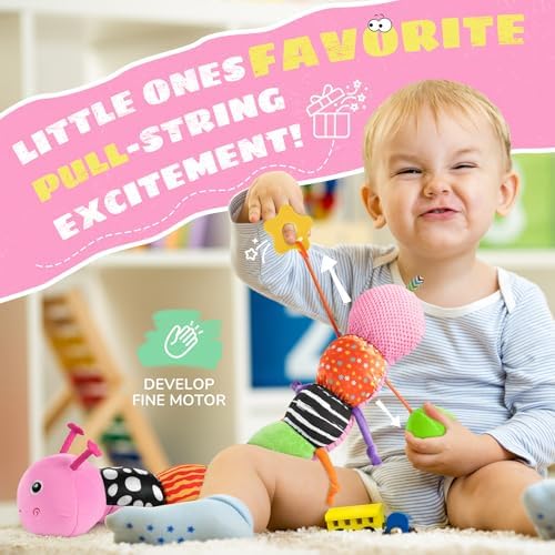 AWOTOY Baby Toys Sensory Music Caterpillar Stuffed Animals Infant Toys,Pink - Image 3