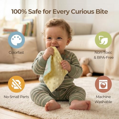 let's make Baby Tissue Box Toy, Farm Montessori Sensory Toys 6-12 Months, Play Silks & Crinkle Tissues with 3D Corduroy, Mirror, Squeaky Cow & Travel Clip - Fine Motor Skills Baby Girl Boy Gifts - Image 6