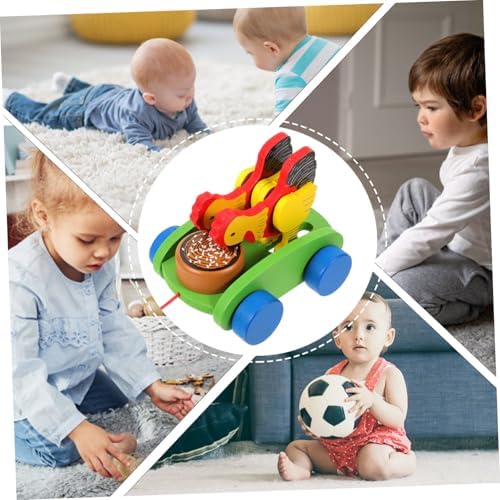 Kids Wooden Chicken Pull Toy Cart for Early Educational Play - Image 7