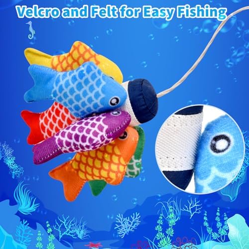 Montessori Toys for 1 Year Old - 20PCS Cloth Toddler Fishing Game with Stacking Cups,Baby Color Sorting Toy 12-18 Months One Year Old Birthday Gift,Best Easter Gifts for 1-3 Year Olds (Blue) - Image 5