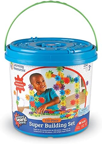 Learning Resources Gears! Gears! Gears! Super Building Toy Set, STEM Toys, Construction Toys, Gears for Kids, 150 Pieces, Ages 3+, Blue - Image 4