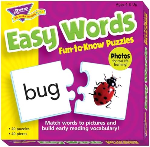 Trend Enterprises Easy Words Fun-to-Know Puzzles - for Phonics & Reading by TRENDenterprisesInc