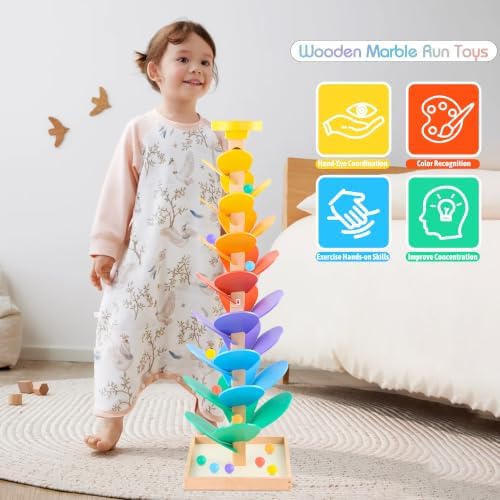 Wooden Marble Run Music Tree Montessori Toy for Ages 3+ Ball Drop Toy - Image 5