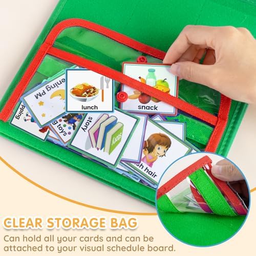 ALSLEA Visual Schedule for Kids with Autism Chore Chart for Kids Daily Routine Chart Autism Learning Materials Toddler Planning Board Visual Schedule for Classroom, Home with 124 Cards (Green) - Image 5