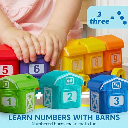 Play-Act Learning Toys for 1 2 3 Years Old, Counting, Matching & Sorting Montessori Learning Farm Train Including 9 Farm Animals, Birthday Gift for Baby Boys Girls - Image 3