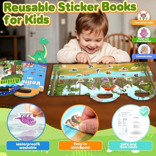 3PC Reusable Sticker Book for Toddler 3-5 Year Old, Travel Activity for Kid - Image 4