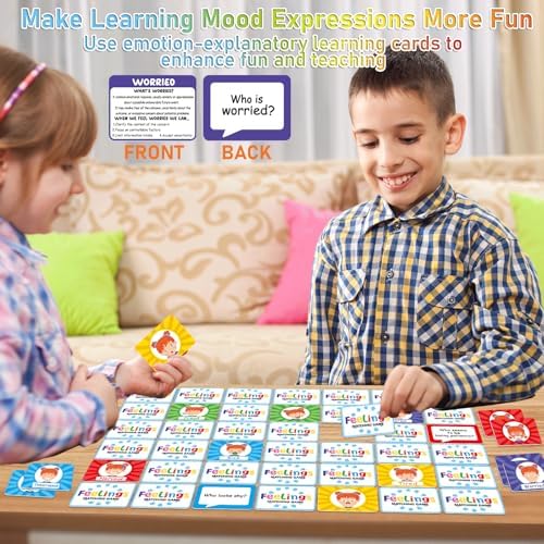 gisgfim Feelings Emotion Cards Match Game Social Emotional Learning Activities Social Emotion Skills Educational Memory Matching Game Flash Card for Calm Down Corner Supplies Preschool Kindergarten - Image 5