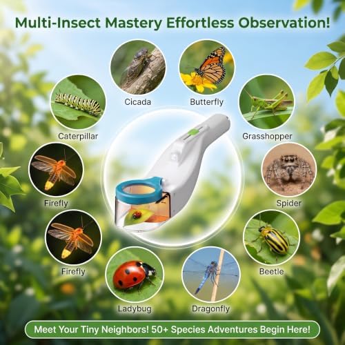 Baideluo Kids Bug Catcher with LED Light & 6X Magnifying Glass (White) - Image 7