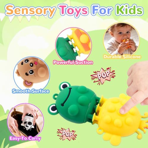 ChildFun 6 PCS Animal Suction Popper Sensory Toys, Travel Toys for Airplane & Car Activities, Silicone Pop Fidget Toys for Kids, Birthday Gifts for Girls & Boys - Image 2