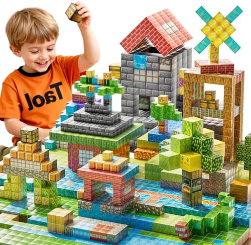 Magnetic Blocks Toys for Kids, 200PCS Magnetic Building Blocks, STEM Montessori Sensory Stacking Toy for Boys Girls Age 3 4 5 6 7 8 9 10, Christmas Birthday Gifts for Boys and Girls Age 3+ by Unknown