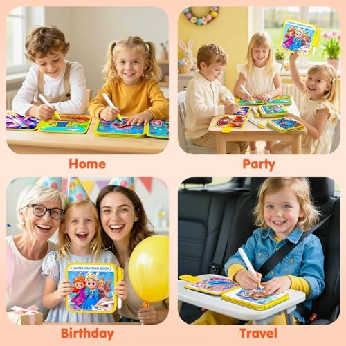 ZHOC Reusable Water Painting Books for Kids – 3 Pack Magic Water Reveal Coloring Books with Water Pens (Unicorn, Ice World & Mermaid) No-Mess Coloring Book Fun Travel Activity for Ages 3–8 - Image 7