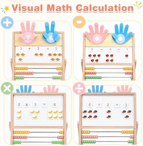 Joyreal Wooden Abacus for Kids Math 3-5 4 5-7, Double-Sided Whiteboard - Image 4