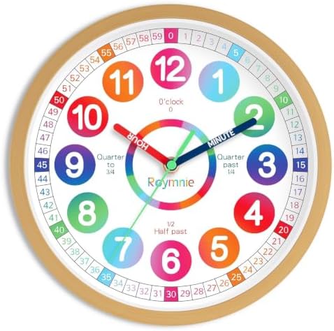 Roymnie Wall Clock for Kids Learning Battery Operated Teaching Silent 8" by Unknown