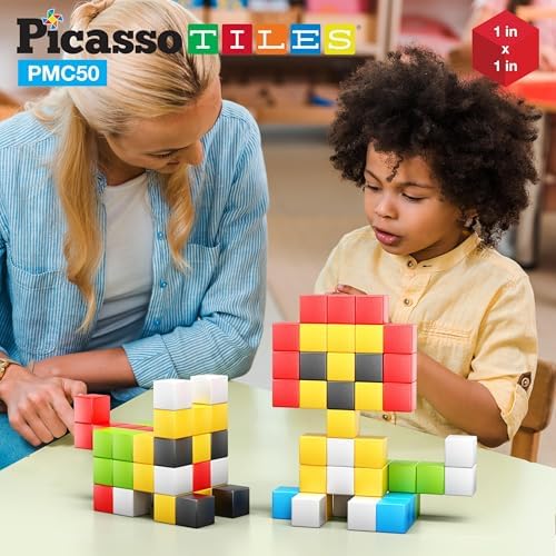 PicassoTiles Kids Pixel 1” Magnetic Puzzle Cube Mix & Match with Free Ideabook Sensory Toys STEAM Learning Building Block Magnets Construction Toy Set Stacking Magnet Creative Kit - Image 2
