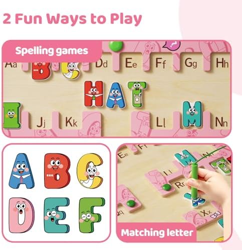 Magnetic Alphabet Maze, Montessori Toys，Magnetic Letter Maze Puzzles,Wooden Toddler Toys for Ages 3-5,Travel Toys for Boys Girls,Toddlers Kids Ideal Gift - Image 5