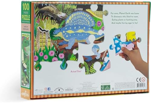 eeBoo 100 Piece Puzzle for Kids - Land of Dinosaurs Children's Puzzle Prehistoric, Large Pieces for Small Hands to Develop Motor Skills - Image 3